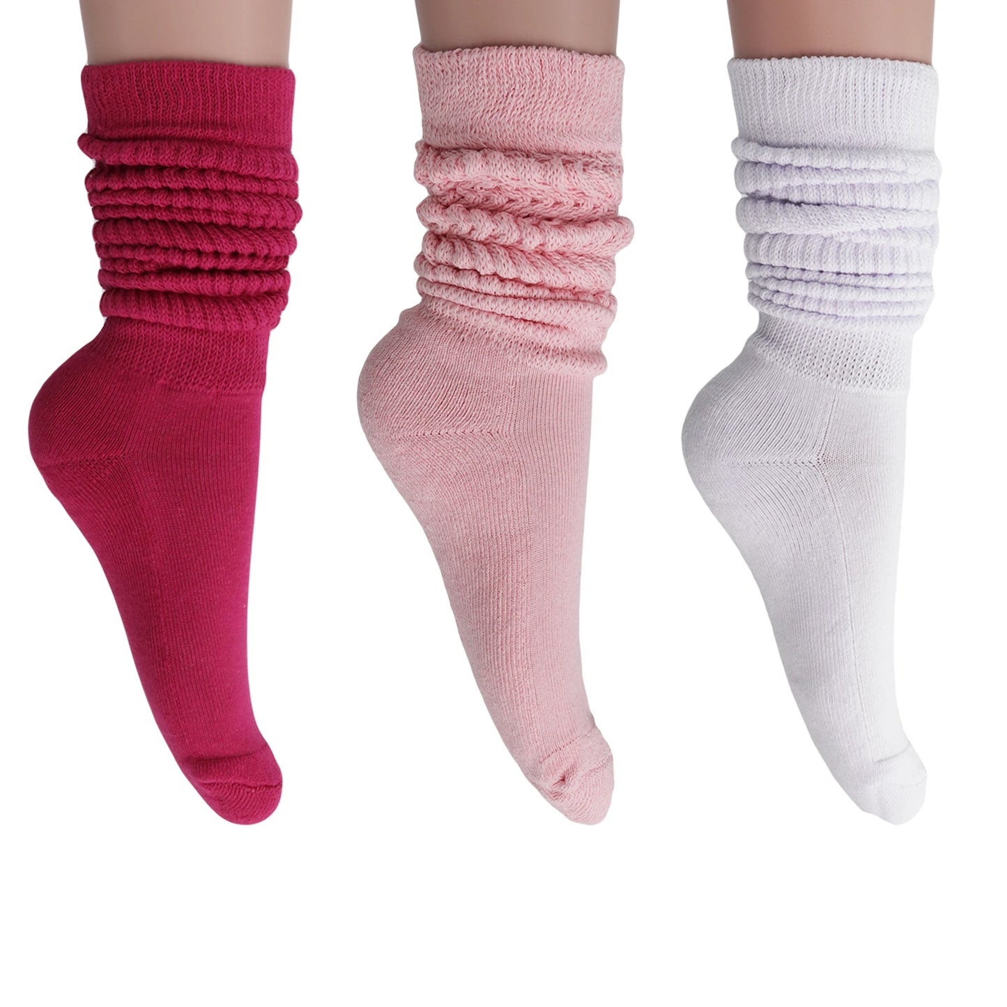 Slouchy Scrunch Cotton Slouch Socks for Women 80s Style 3 Pairs Shoe Size 5 to 10