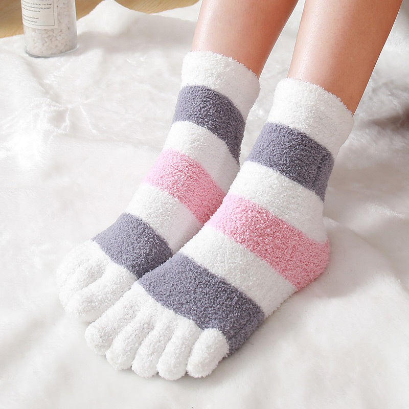 Women's Autumn And Winter Thermal Coral Fleece Sleeping Socks Brief Boxers