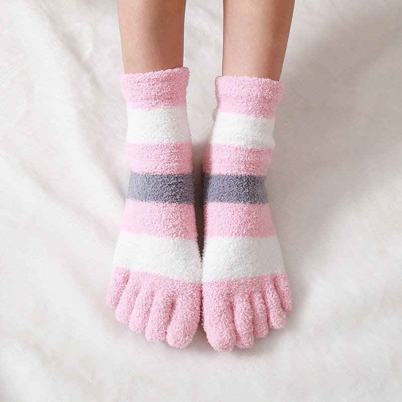 Women's Autumn And Winter Thermal Coral Fleece Sleeping Socks Brief Boxers