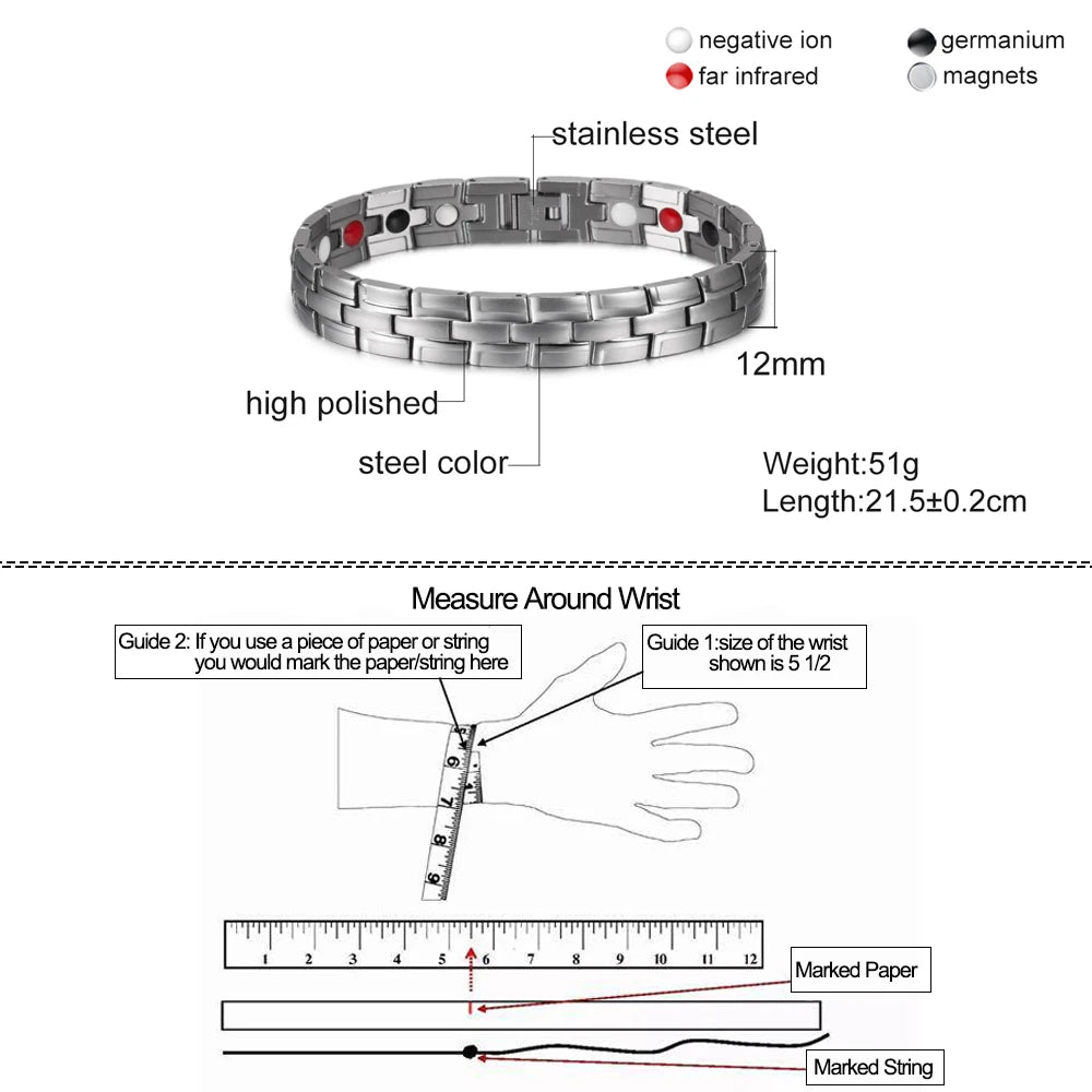 US Warehouse Magnetic Bracelets Male Link Black Wristband Magnetic Therapy Benefits Health Energy Stainless Jewelry Dropshipping Brief Boxers