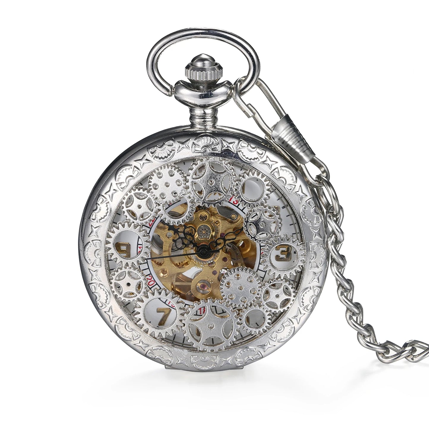 Lancardo Men/Father Watch Steampunk Classic Elegant Hand Wind Vintage Unique Retro Pendant Classic Steel Mechanical Pocket Watch