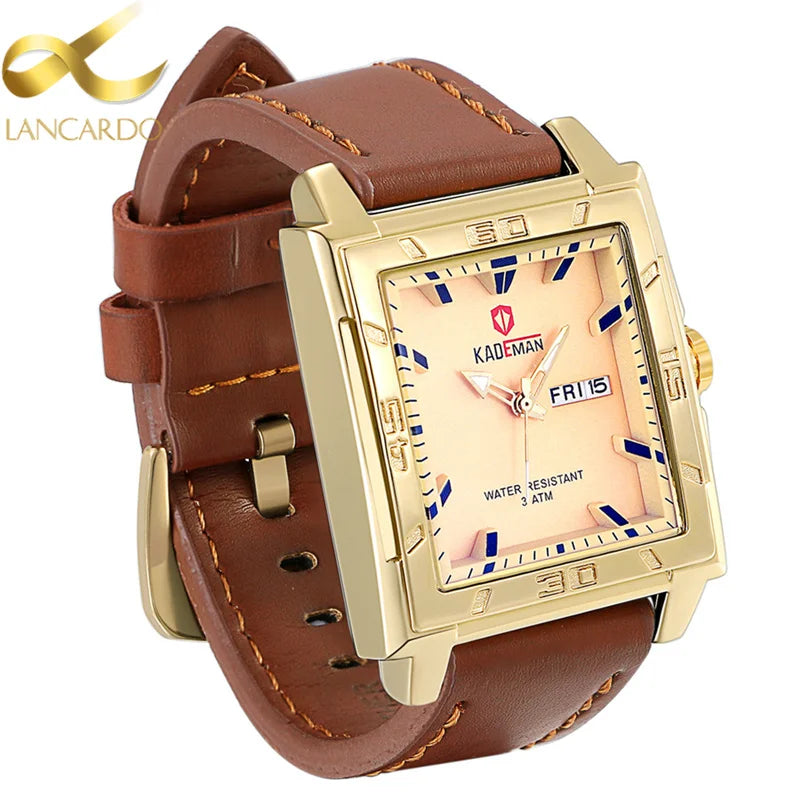 LANCARDO Christmas Luxury Business Casual Quartz Wrist Watch Man Leather Strap Relogio Masculino Watches Clock Fast Delivery