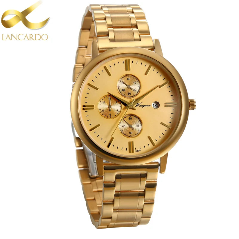 LANCARDO Christmas Luxury Business Casual Quartz Wrist Watch Man Leather Strap Relogio Masculino Watches Clock Fast Delivery