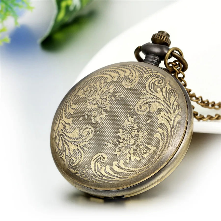 Lancardo New Bronze Angling Quartz Antique Dragon Pocket Watch For Men And Women Necklace Free Chain Gifts Analog Watches Gifts