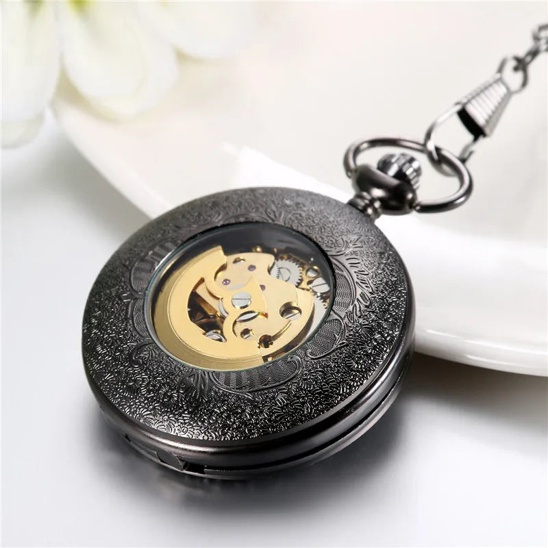 Lancardo Men/Father Watch Steampunk Classic Elegant Hand Wind Vintage Unique Retro Pendant Classic Steel Mechanical Pocket Watch