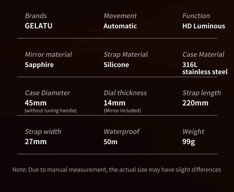 GELATU 6006 Original Deep Waterproof Man Mechanical Wristwatch Hollow Skeleton Sapphire Mirror Luxury Automatic Watch For Men Brief Boxers