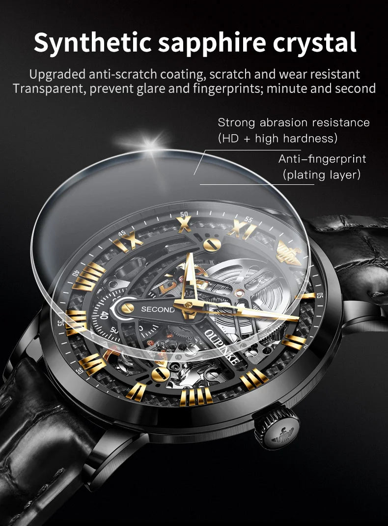 OUPINKE 3173 Top Brand Mechanical Watch For Men Hollow Deep Waterproof Automatic Wristwatch Roman Scale Original Man Watches Brief Boxers