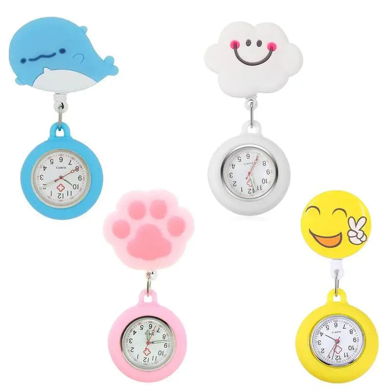 Clip-On Analog Digital Cute Silicone High-Quality Nurse Watch Brooch Pocket Quartz Movement Stethoscope Retractable Fob Watch