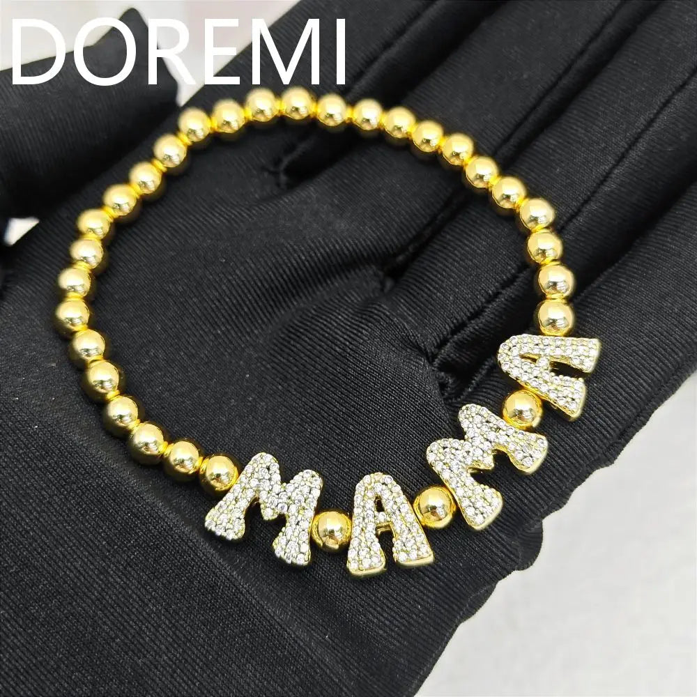 DOREMI Brass Letters Beads Bracelet Custom Jewelry Gift Friendship Bracelets Beads Personalized Initial Bubble Letter Bracelet Brief Boxers