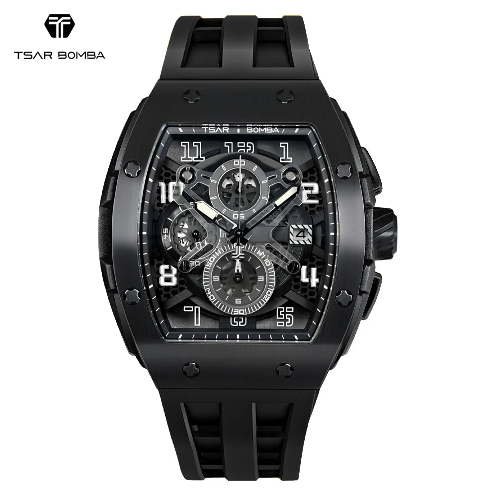 TSAR BOMBA Watch for Men Luxury Quartz Tonneau Wristwatch Sapphire Chronograph Waterproof Clock Valentine's day Gift 2023 New Brief Boxers