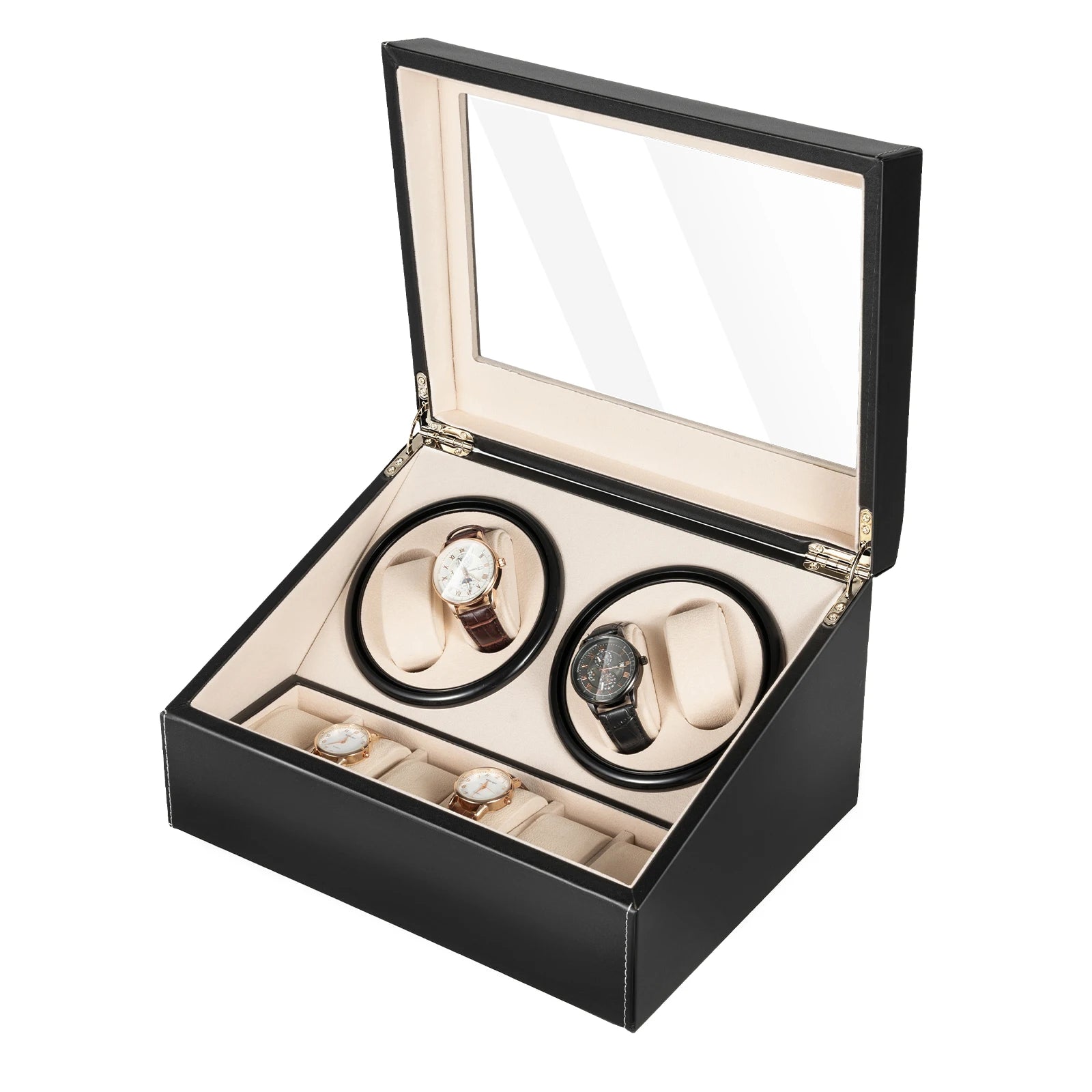 4+6 Watch Winder Automatic Watches Shaker PU Leather Mechanical Watch Box Watch Jewelry Display Box Brief Boxers