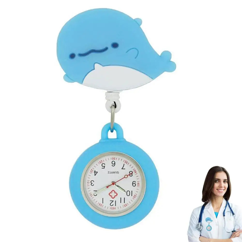 Clip-On Analog Digital Cute Silicone High-Quality Nurse Watch Brooch Pocket Quartz Movement Stethoscope Retractable Fob Watch