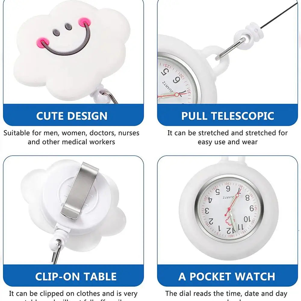 Clip-On Analog Digital Cute Silicone High-Quality Nurse Watch Brooch Pocket Quartz Movement Stethoscope Retractable Fob Watch