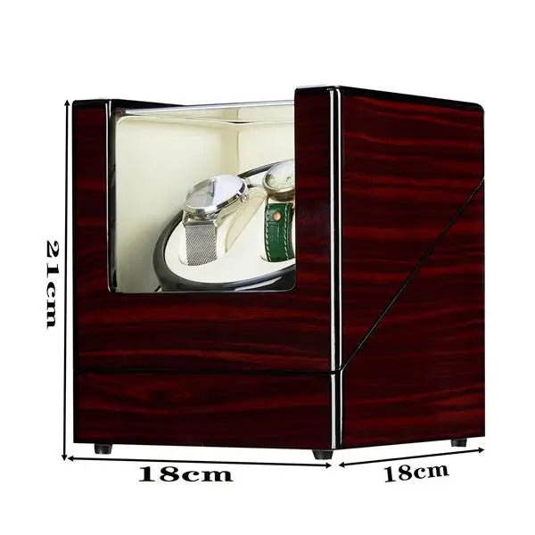 Double Watch Winder Automatic Rotation Wood Display Case Storage Organizer Brief Boxers