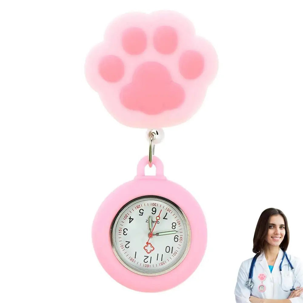 Clip-On Analog Digital Cute Silicone High-Quality Nurse Watch Brooch Pocket Quartz Movement Stethoscope Retractable Fob Watch