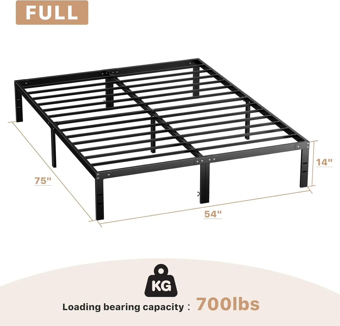 Bed Frame Twin Size Metal Platform Mattress Foundation with Steel Slat Support No Box Spring Needed Storage Space Under Easy