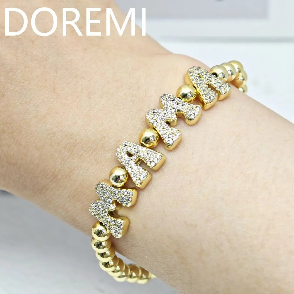 DOREMI Brass Letters Beads Bracelet Custom Jewelry Gift Friendship Bracelets Beads Personalized Initial Bubble Letter Bracelet Brief Boxers