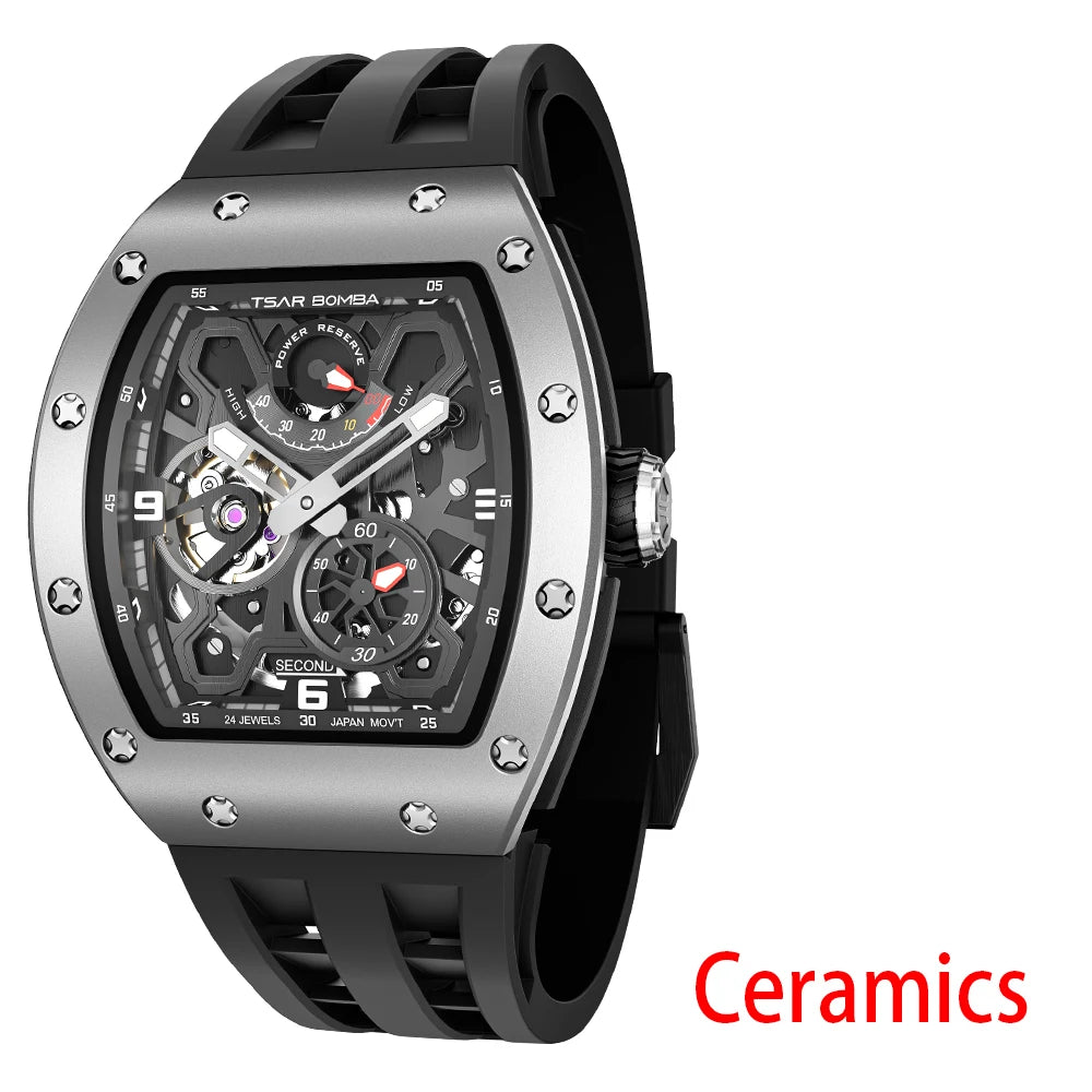 TSAR BOMBA Ceramics Mens Watch TB-8212 Luxury Automatic Mechanical Wrist watch for Men Brief Boxers