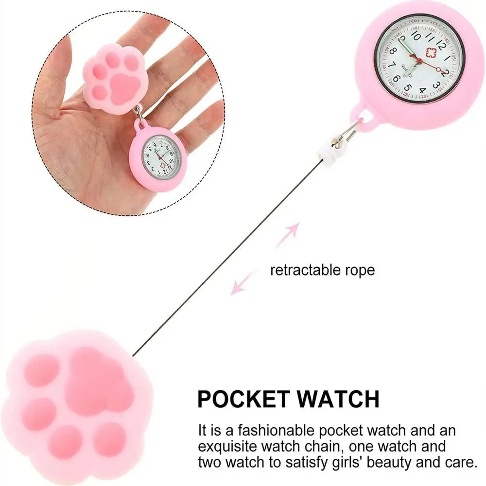 Clip-On Analog Digital Cute Silicone High-Quality Nurse Watch Brooch Pocket Quartz Movement Stethoscope Retractable Fob Watch