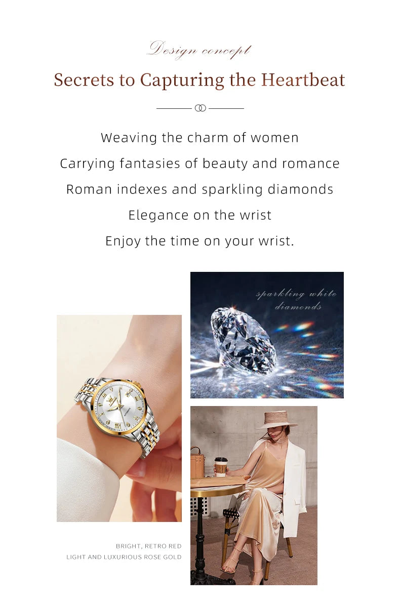 OLEVS 6702 Fashion Elegant Woman Mechanical Wristwatch Roman Scale Luminous Waterproof Watch For Woman Calendar Luxury Watches Brief Boxers