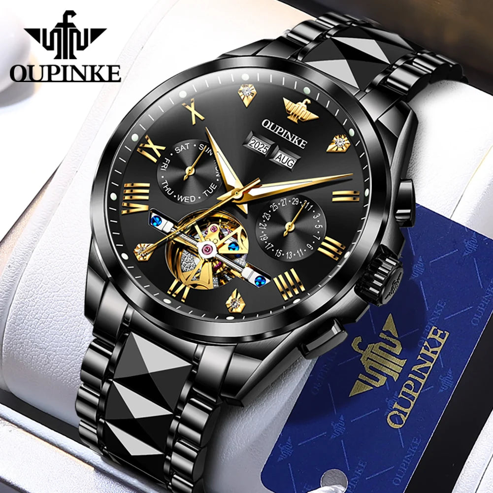 OUPINKE 3240 New Version Automatic Mechanical Watch For Men 44mm Big Dial Deep Waterproof Man Wristwatch Luxury Hollow Watches Brief Boxers