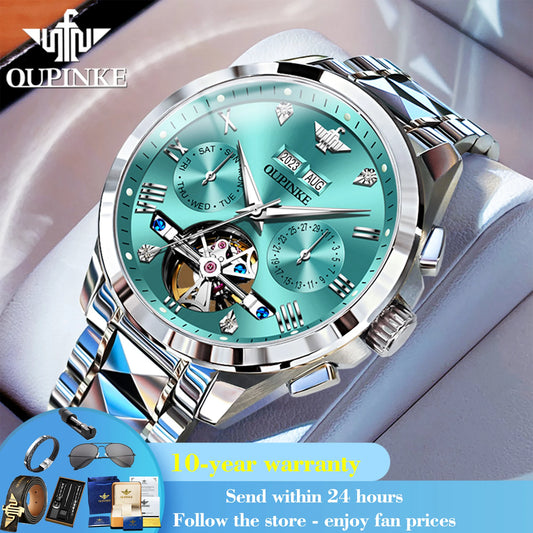 OUPINKE 3186 Luxury Hollow Mechanical Watch For Men Auto Date Deep Waterproof Wristwatch Top Brand Roman Scale Man Dress Watch Brief Boxers