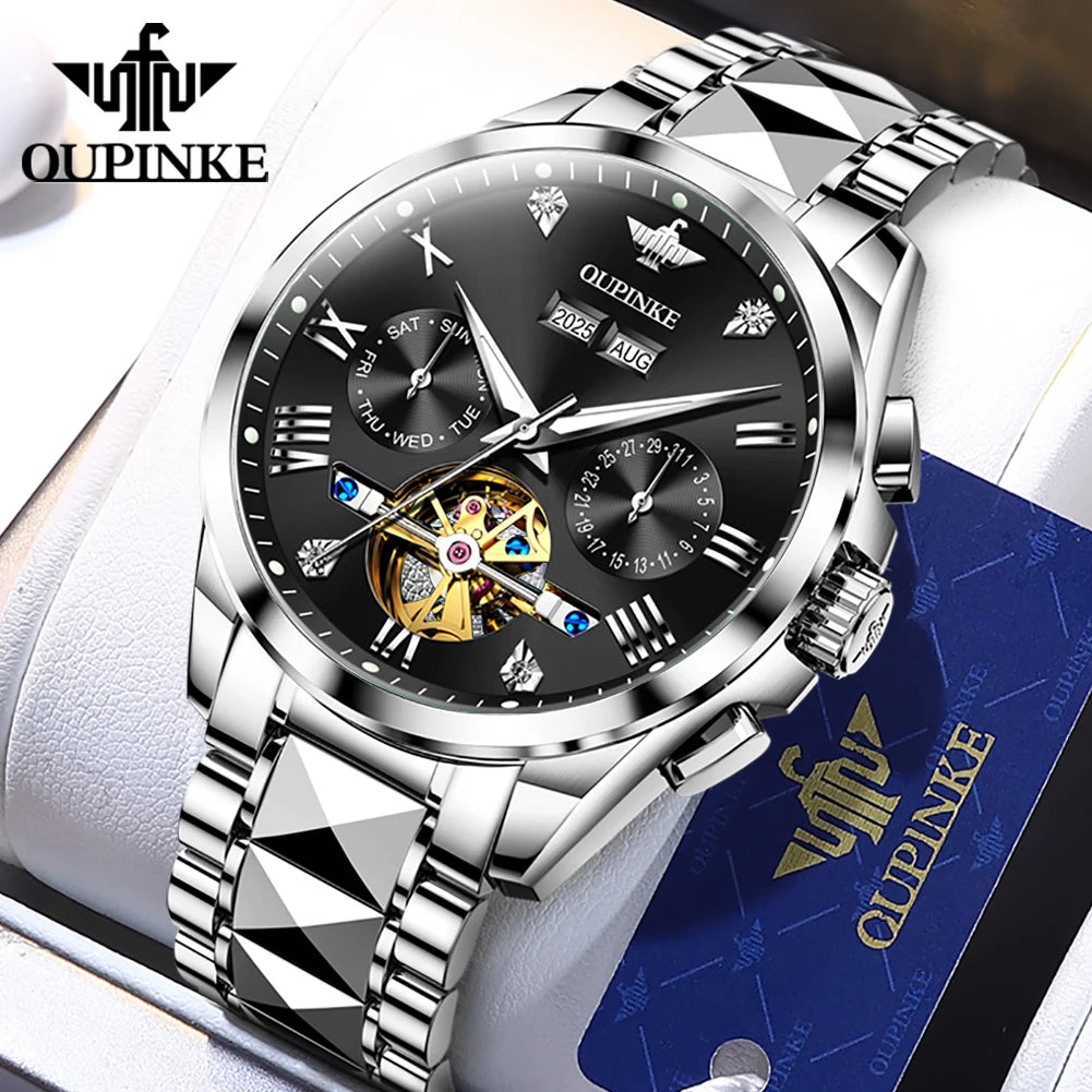 OUPINKE 3240 New Version Automatic Mechanical Watch For Men 44mm Big Dial Deep Waterproof Man Wristwatch Luxury Hollow Watches Brief Boxers