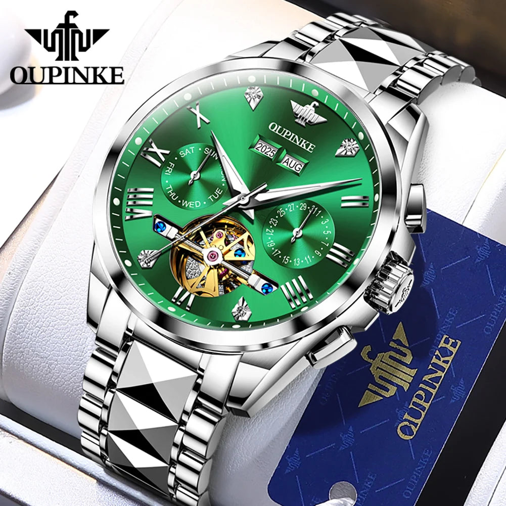 OUPINKE 3240 New Version Automatic Mechanical Watch For Men 44mm Big Dial Deep Waterproof Man Wristwatch Luxury Hollow Watches Brief Boxers