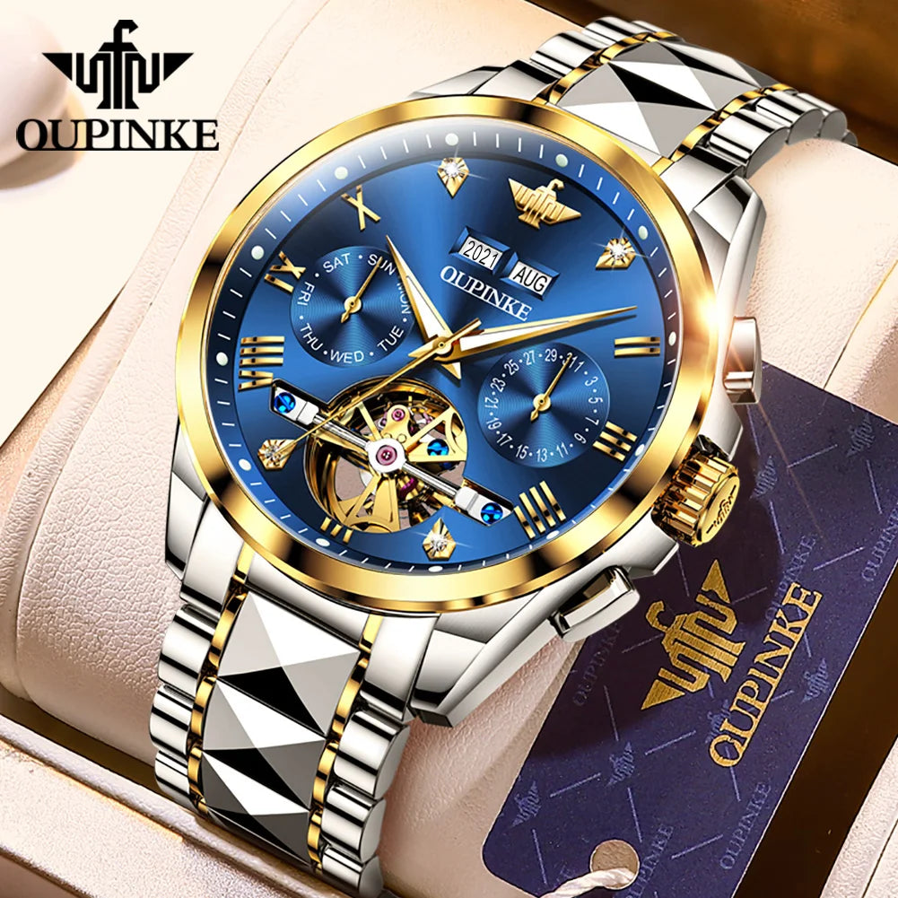 OUPINKE 3186 Luxury Hollow Mechanical Watch For Men Auto Date Deep Waterproof Wristwatch Top Brand Roman Scale Man Dress Watch Brief Boxers