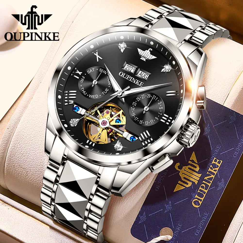 OUPINKE 3186 Luxury Hollow Mechanical Watch For Men Auto Date Deep Waterproof Wristwatch Top Brand Roman Scale Man Dress Watch Brief Boxers