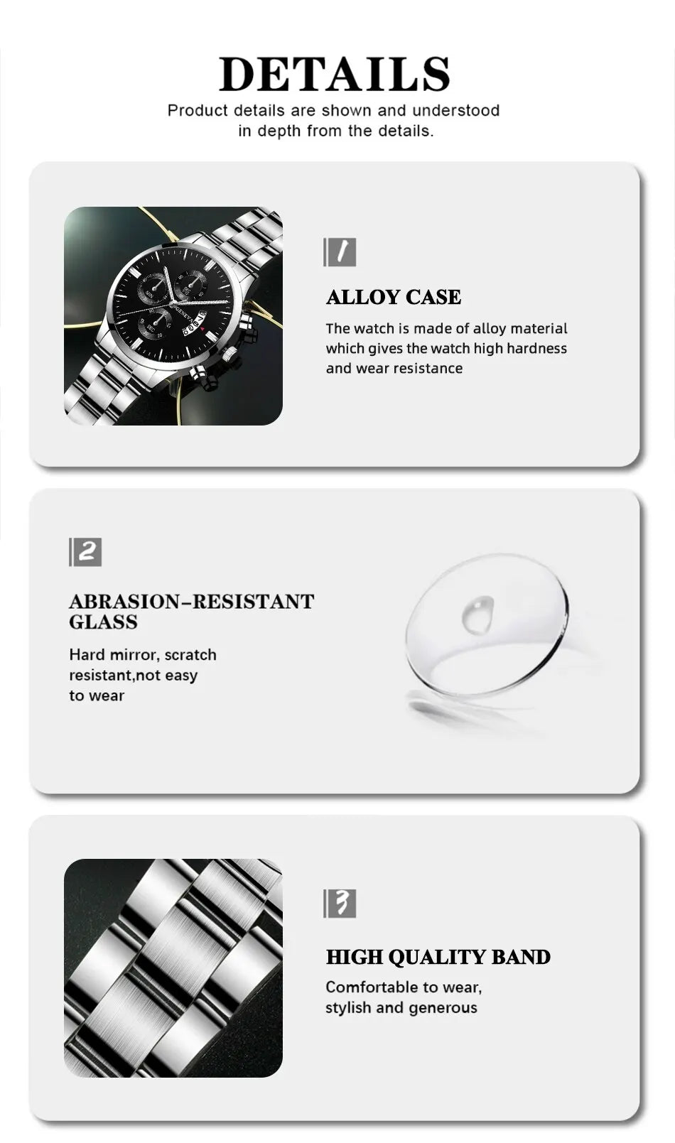 Fashion Men Stainless Steel Watch Luxury Calendar Quartz Wrist Watch Business Watches Man Clock Male Bracelet Wristwatch Brief Boxers