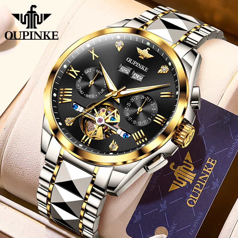 OUPINKE 3240 New Version Automatic Mechanical Watch For Men 44mm Big Dial Deep Waterproof Man Wristwatch Luxury Hollow Watches Brief Boxers