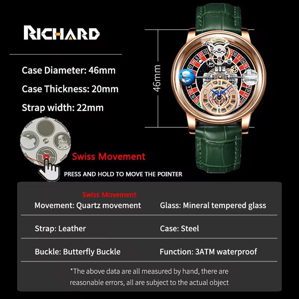 Richard New Russian Roulette Celestial Series Swiss Quartz Watch Men Astronomia Casino Las Vegas In Hand Jacob & Co Man Watches