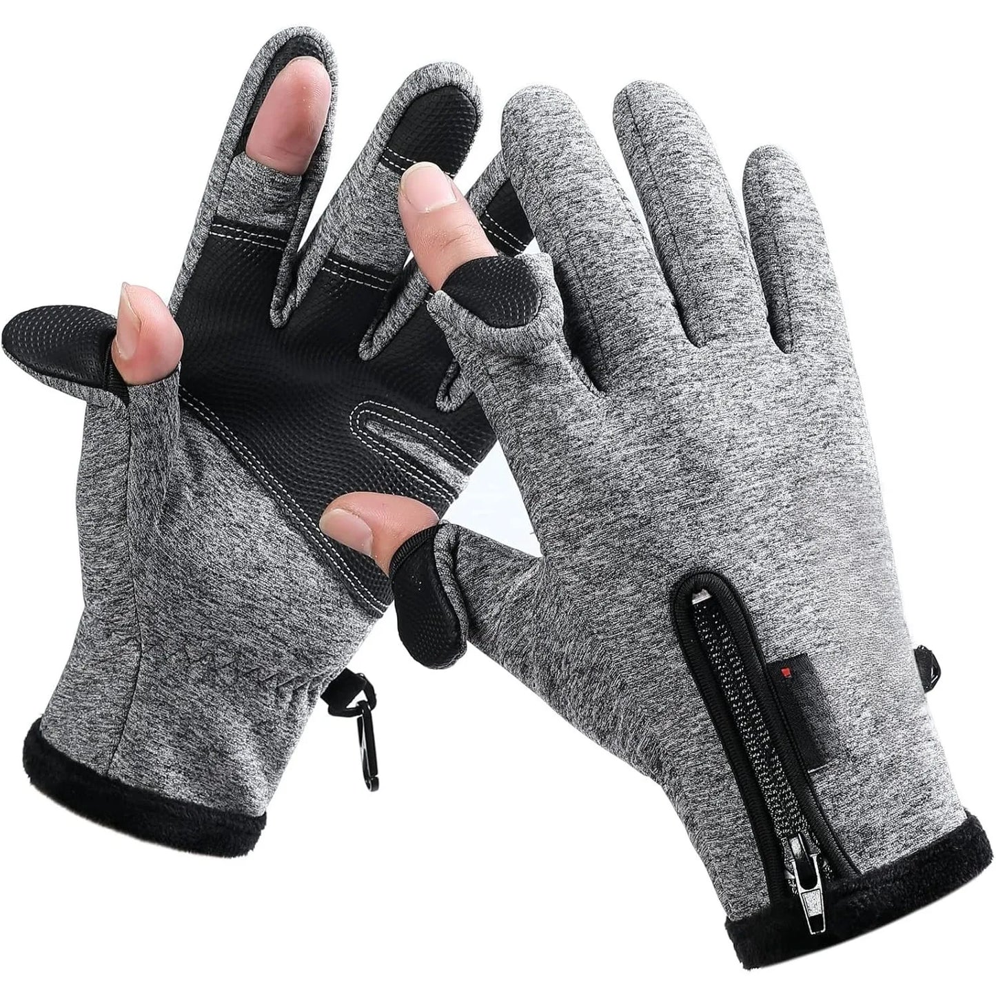 Winter fingerless fishing gloves for men and women, cold weather windproof touch screen warm cycling gloves