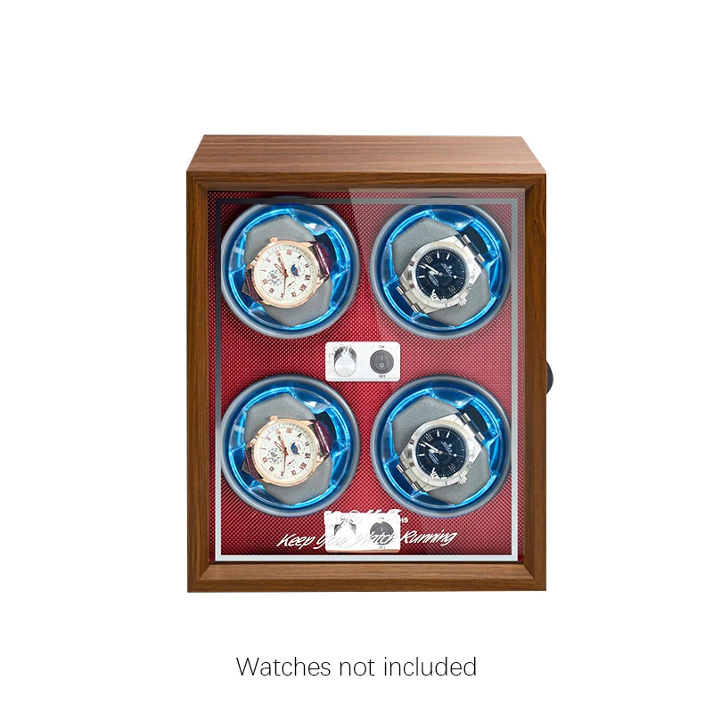 Niworkshop New Automatic Watch Winder,4 Slots Watch Storage Cases ,Wooden Watch Box with Quiet  Motor & Memory Foam Pad Brief Boxers