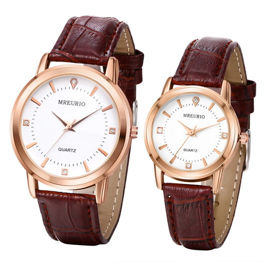 Lancardo Retro Business Classic Brown Leather Band Lovers Watch Men Women Luxury Couple Quartz Wristwatch Hours Relogio Feminino