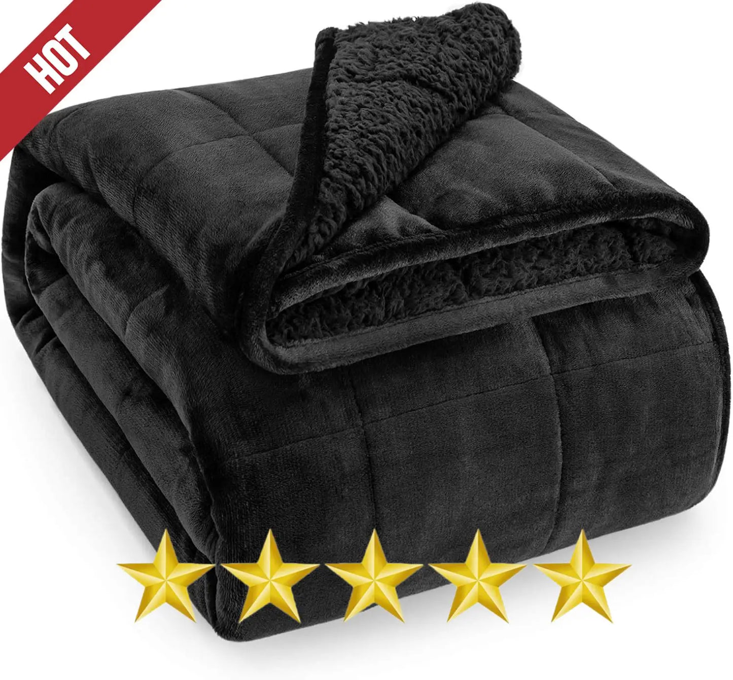 Sherpa Fleece Weighted Blanket for Adult 15 lbs Dual Sided Cozy Fluffy Heavy Blanket,Ultra Fuzzy Throw Blanket