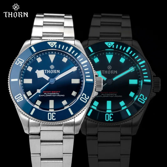 THORN 39mm Homage Titanium Watch For Men Vintage PT5000 Movement Automatic Sapphire Crystal C3 Super Luminous 200M Waterproof