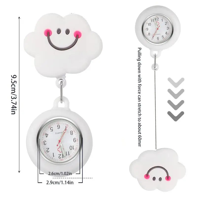 Clip-On Analog Digital Cute Silicone High-Quality Nurse Watch Brooch Pocket Quartz Movement Stethoscope Retractable Fob Watch