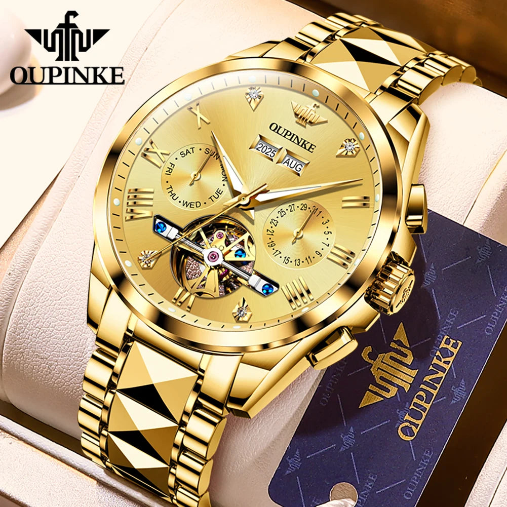 OUPINKE 3240 New Version Automatic Mechanical Watch For Men 44mm Big Dial Deep Waterproof Man Wristwatch Luxury Hollow Watches Brief Boxers