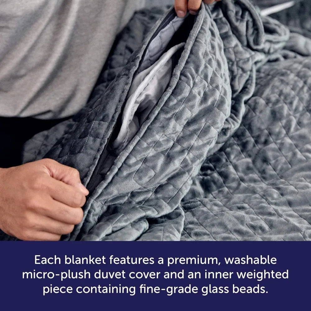 15lbs Grey 48"x72" Twin/Single, The Original Weighted Blanket for Sleep