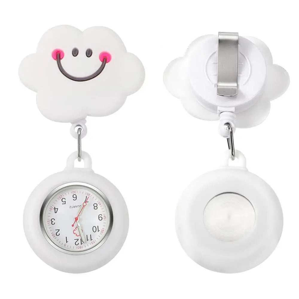 Clip-On Analog Digital Cute Silicone High-Quality Nurse Watch Brooch Pocket Quartz Movement Stethoscope Retractable Fob Watch