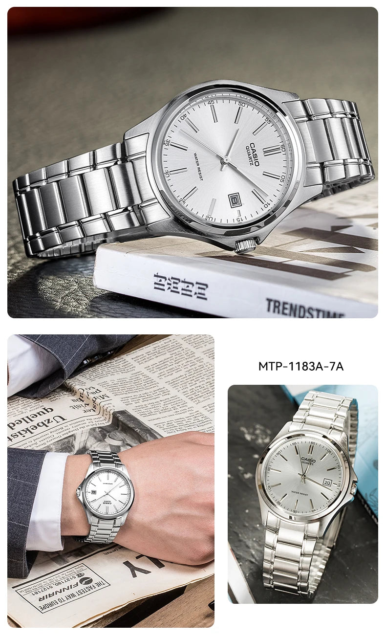 Casio MTP-1183A Women Watch Steel Belt Leather Leisure High Luxury Business Date Simple Diamond Face Quartz Watch Men Watch