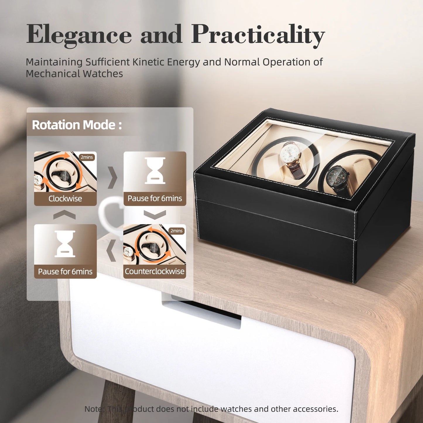 4+6 Watch Winder Automatic Watches Shaker PU Leather Mechanical Watch Box Watch Jewelry Display Box Brief Boxers