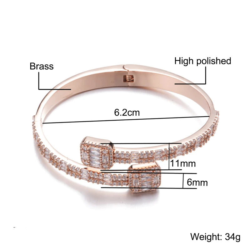 Hip Hop AAA+ Baguette Zirconia Stone Cubic Bangles Copper 6MM Bling Iced Out Bracelets For Men Women Wristband Jewelry Gift Brief Boxers