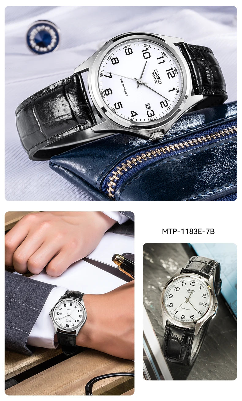 Casio MTP-1183A Women Watch Steel Belt Leather Leisure High Luxury Business Date Simple Diamond Face Quartz Watch Men Watch