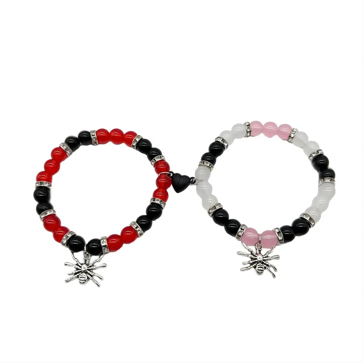 2 Pcs Magnetic Spider Bracelets, Couple Bracelet,Lover Bracelets, Energy Stone Beads, Animal Charm Bracelet GUITAR