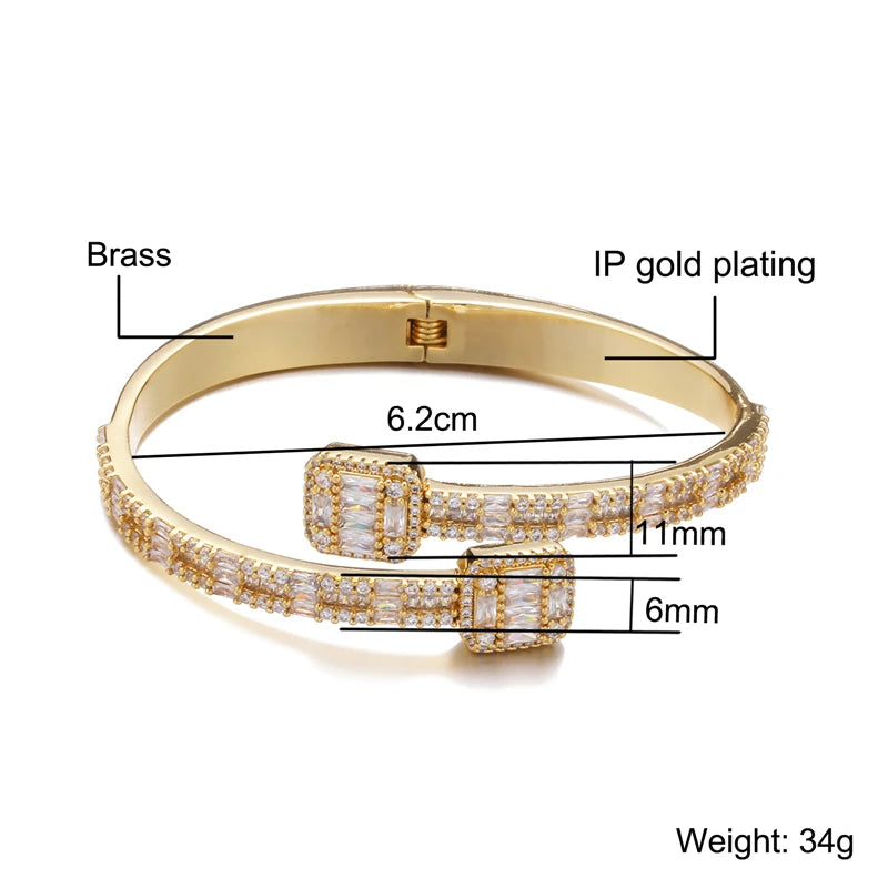 Hip Hop AAA+ Baguette Zirconia Stone Cubic Bangles Copper 6MM Bling Iced Out Bracelets For Men Women Wristband Jewelry Gift Brief Boxers