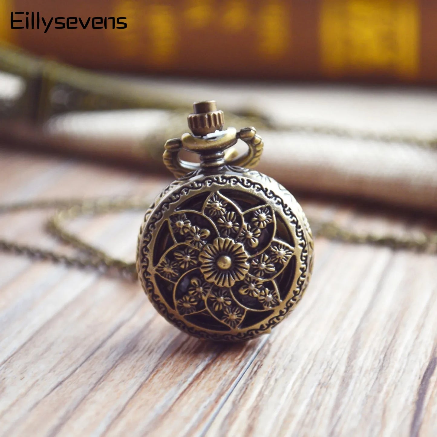 Fashion Pocket Watch Retro Trend Jug Shape Quartz Pocket Watch Hollow Flower Small Pocket Watch With Pendant Chain Necklace