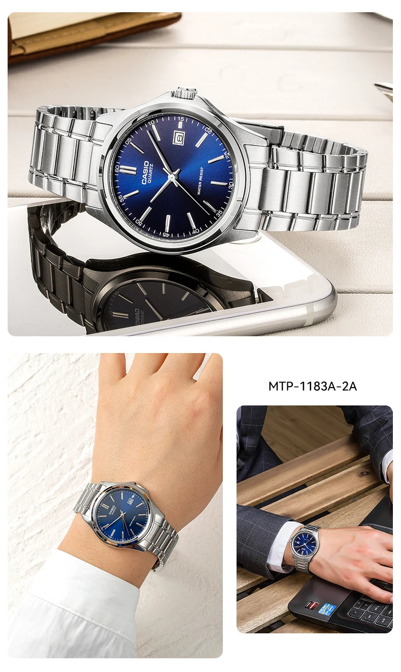 Casio MTP-1183A Women Watch Steel Belt Leather Leisure High Luxury Business Date Simple Diamond Face Quartz Watch Men Watch